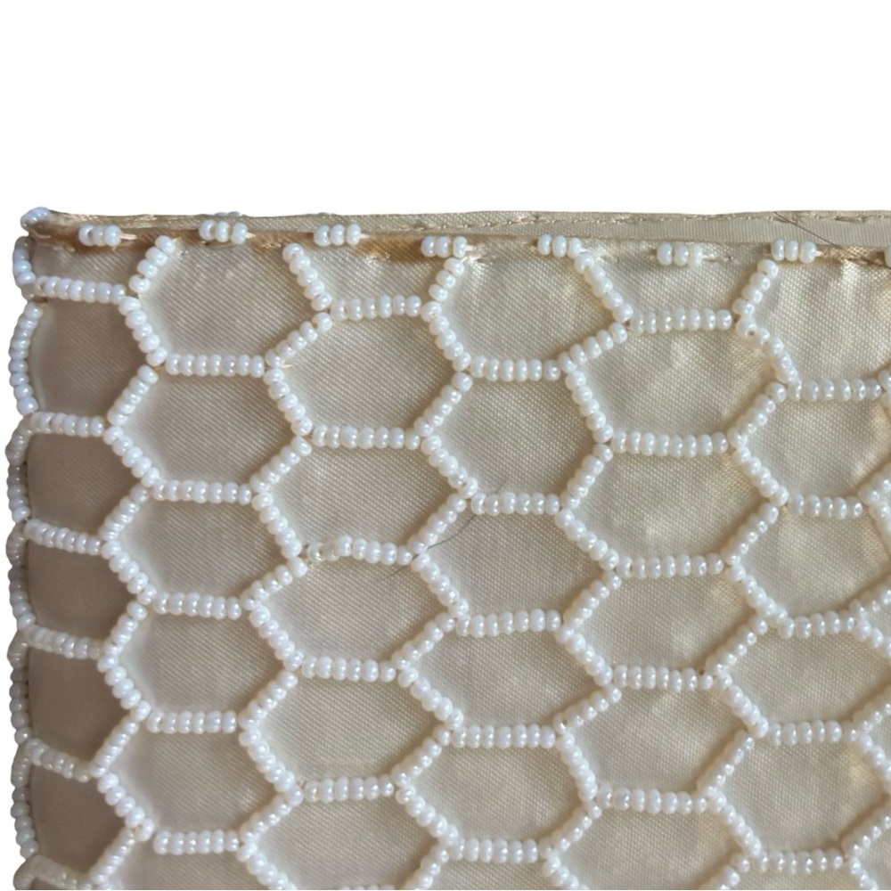 Vintage 60s beaded silk clutch set - white - 1960s - Picture 5 of 11